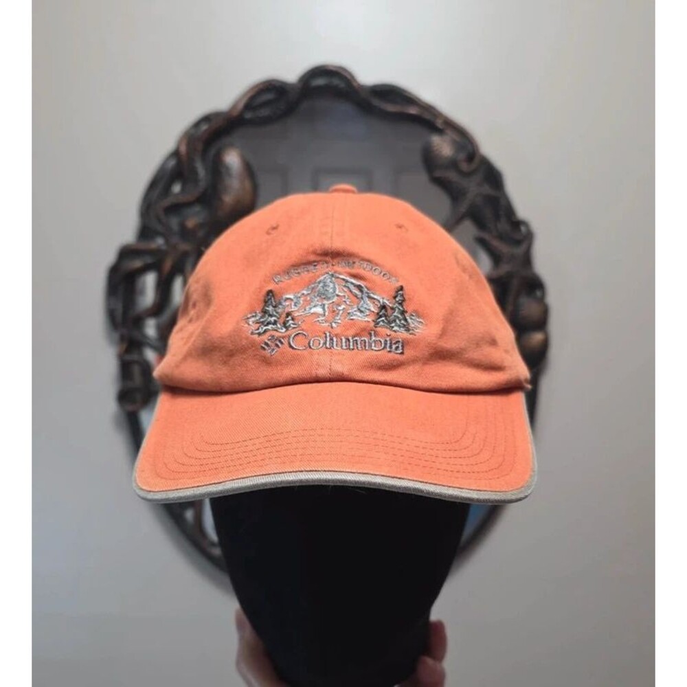 Columbia Rugged Outdoor Embroidered Mountain Orange Strapback Hat One Size